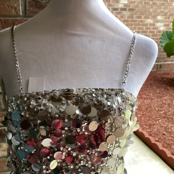 Sequin Chain Strap Mini Dress (Silvery Grey) - Picture 14 of 14